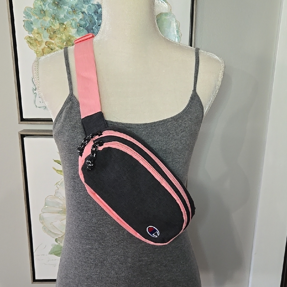 Champion Dark Gray and Pink Fanny Pack Crossbody Bag